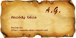 Aszódy Géza névjegykártya