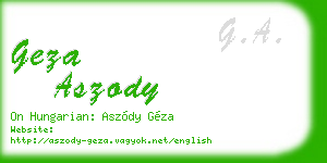 geza aszody business card